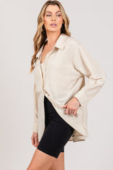 SAGE + FIG Classic Striped Long Sleeve Button-Up Shirt for Women